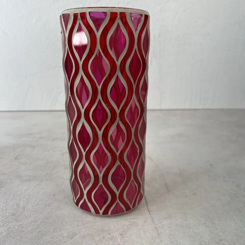 Vintage 1960s Mod Pink Swirl Psychedelic Glass Vase Hippie Boho 8.25
